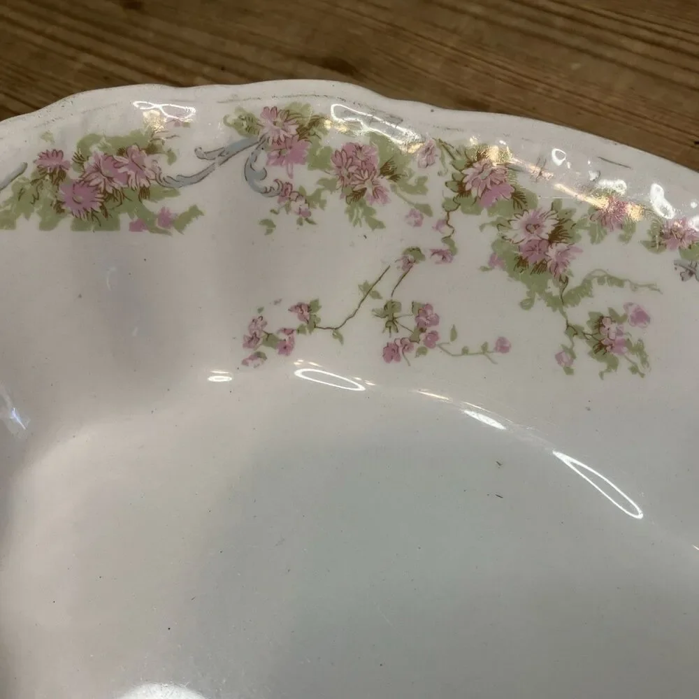 Antique Homer Laughlin HUDSON 2 Serving Bowls With 1 Under Plate Floral Pattern